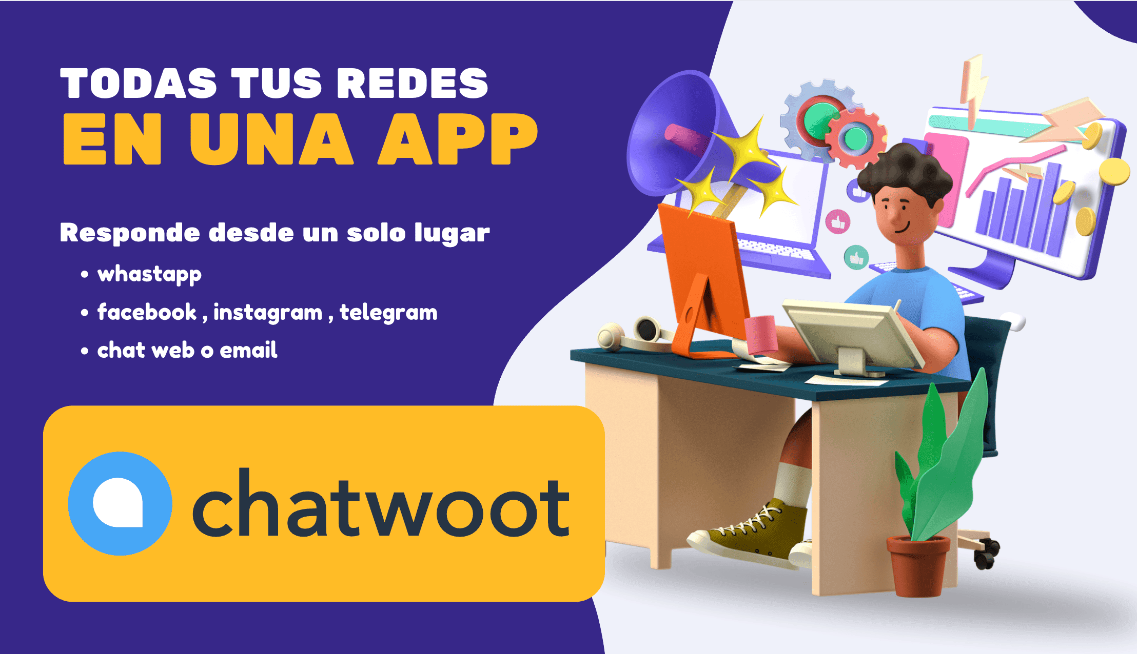 Chatwoot,soporte multicanal, gestión de conversaciones, automatizaciones.